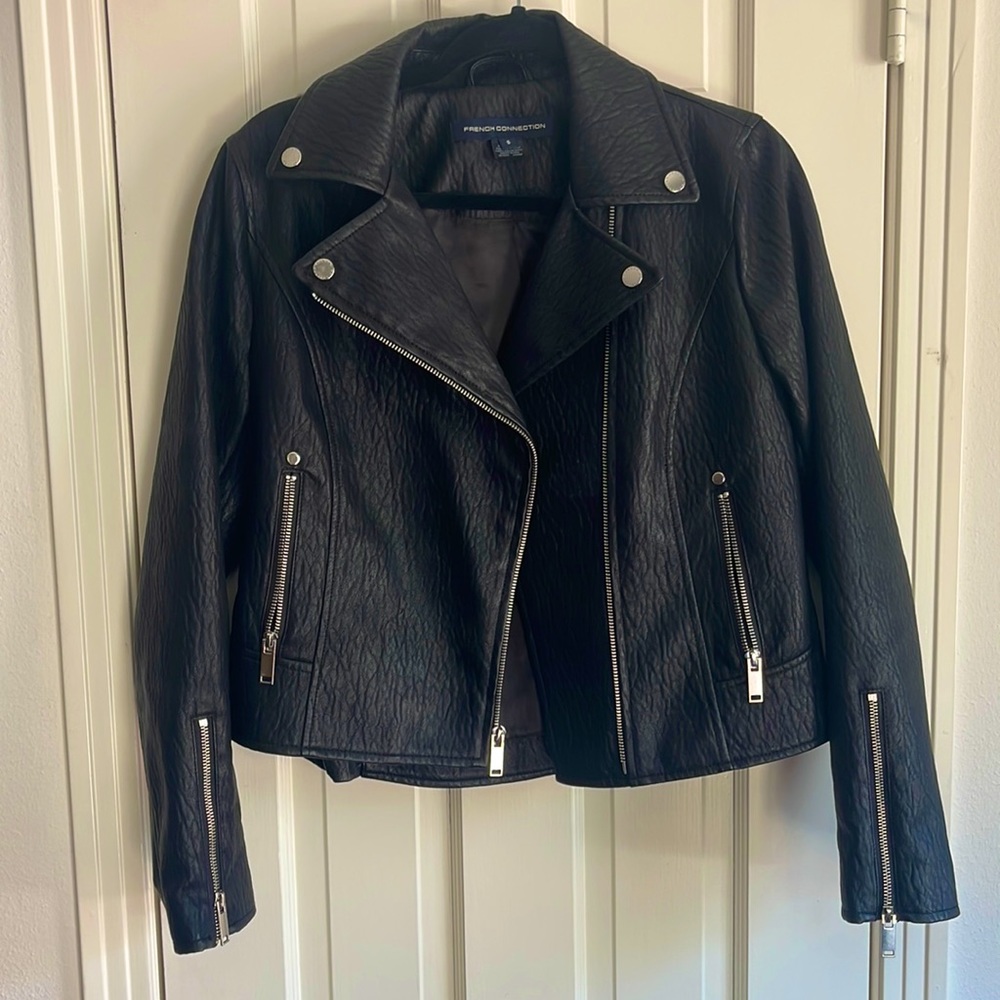French Connection Faux Leather Moto Jacket